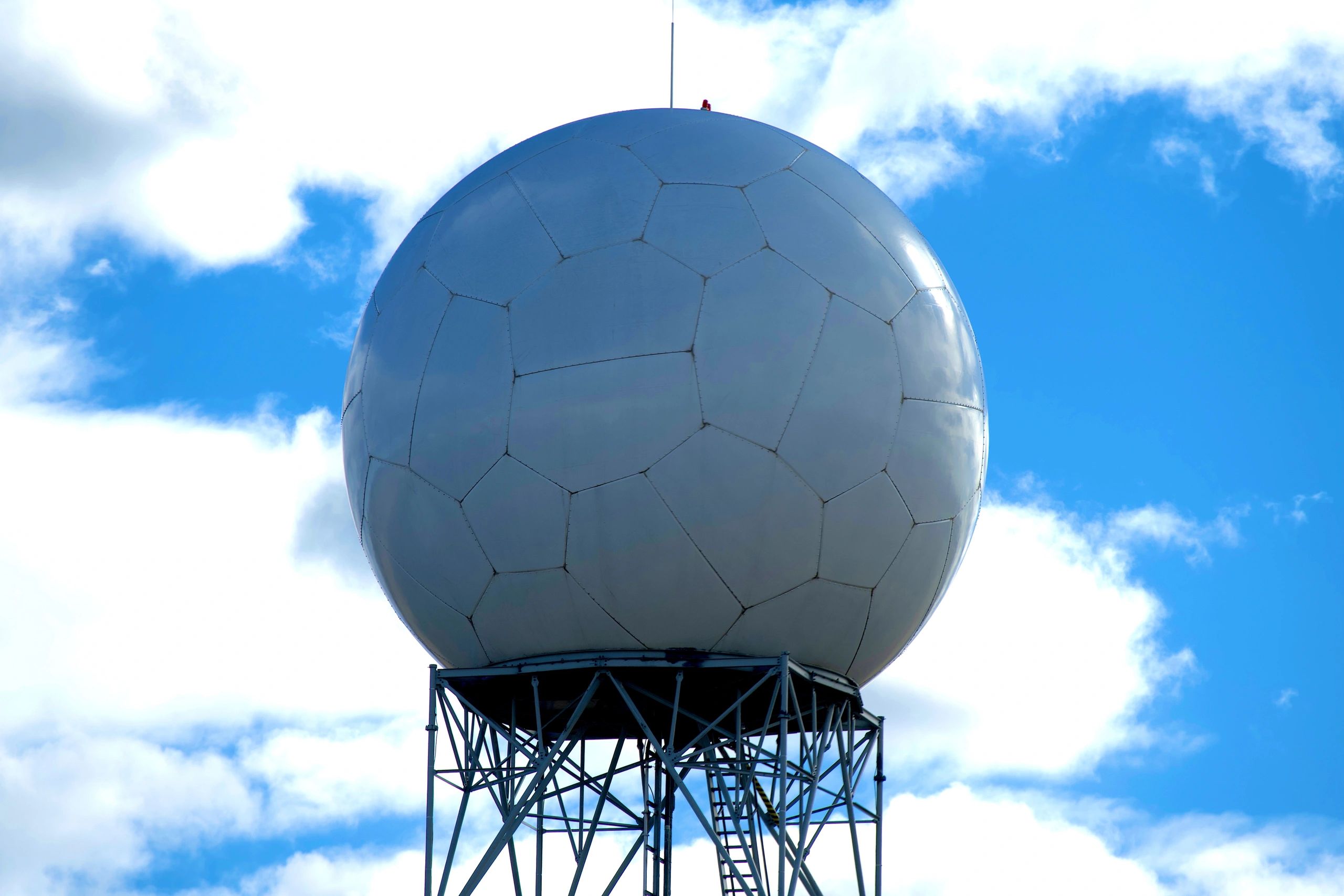 Doppler radar dome against the sky