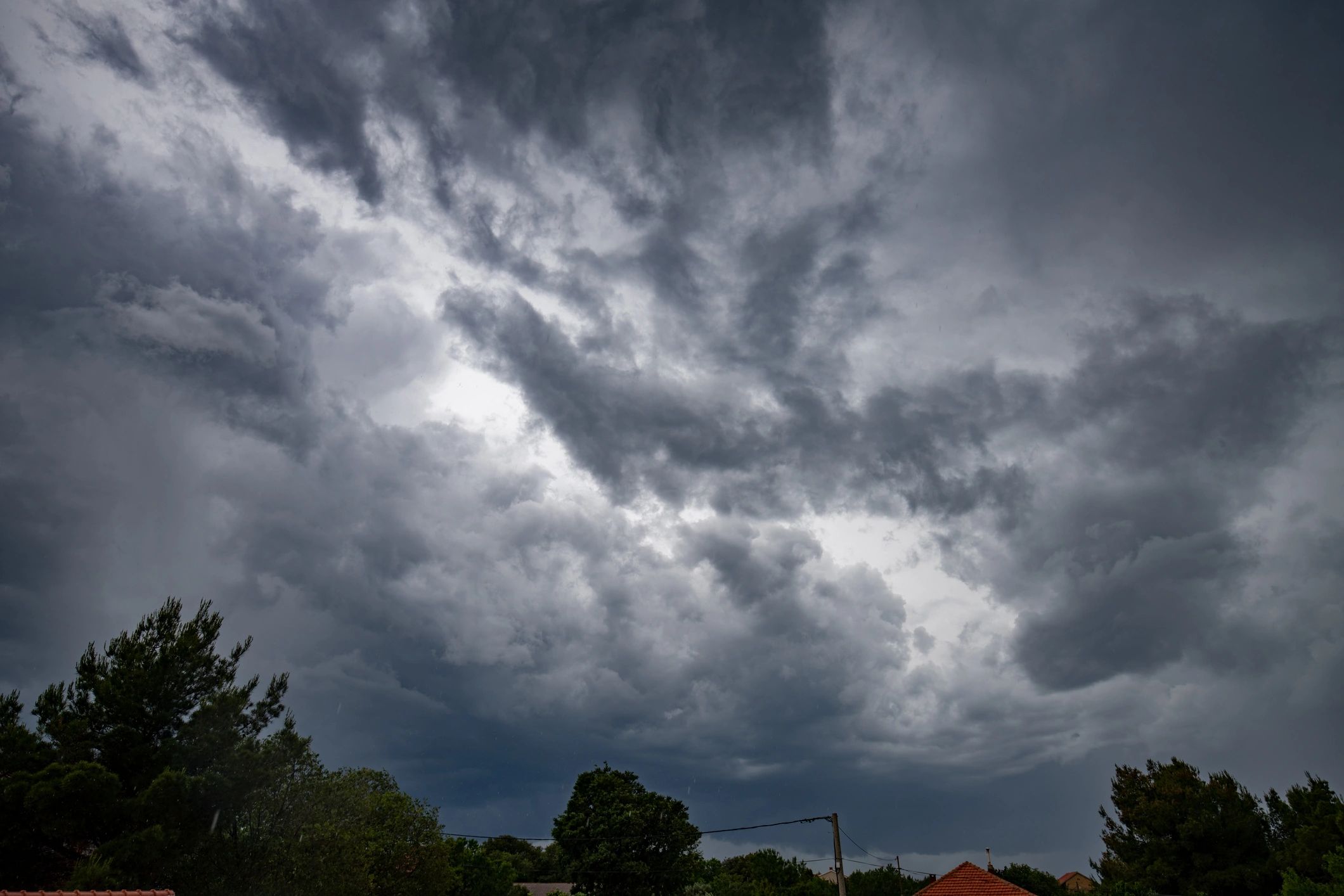 Rain falling during a storm